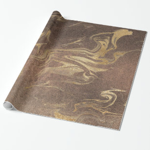 Elegant modern gold and brown marble look wrapping paper