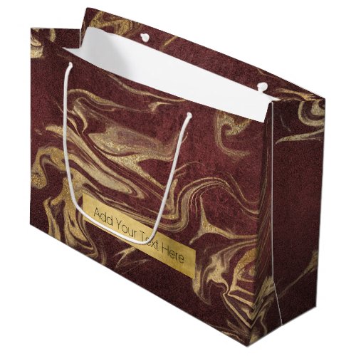 Elegant modern gold and burgundy marble look large gift bag