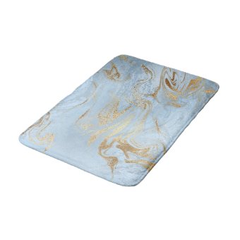 Elegant modern gold and light blue marble glitter bath mat | Zazzle