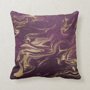 Elegant modern gold and purple marble look throw pillow