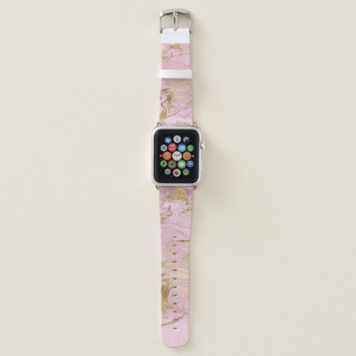 Elegant modern gold and rose gold marble  glitter apple watch band