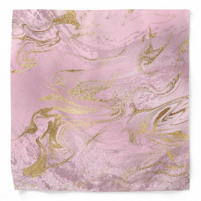 Elegant modern gold and rose gold marble & glitter bandana (Front)