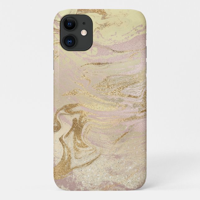 Elegant modern gold and rose gold marble & glitter Case-Mate iPhone case (Back)