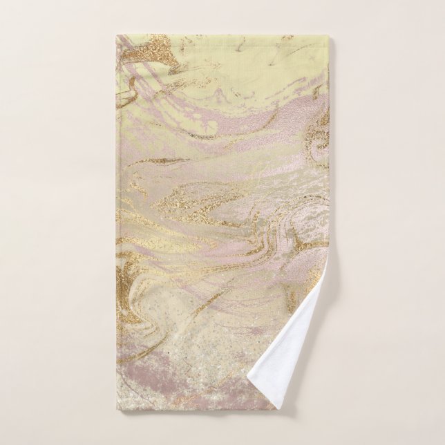 Elegant modern gold and rose gold marble & glitter hand towel  (Hand Towel)