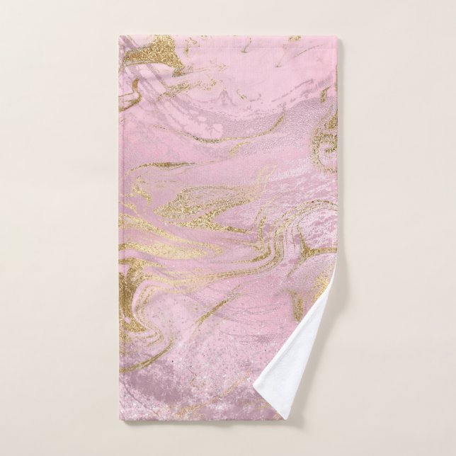 Elegant modern gold and rose gold marble glitter hand towel  (Hand Towel)