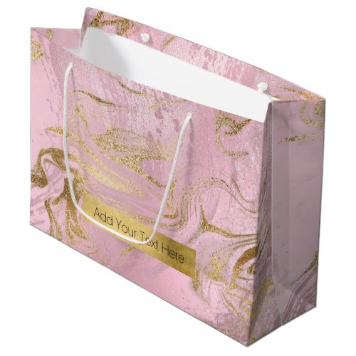 Elegant modern gold and rose gold marble  glitter large gift bag