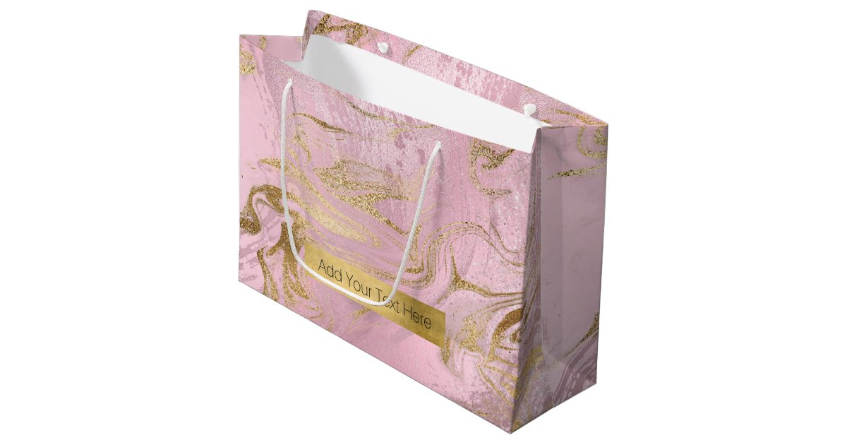 Elegant modern gold and rose gold marble & glitter large gift bag | Zazzle