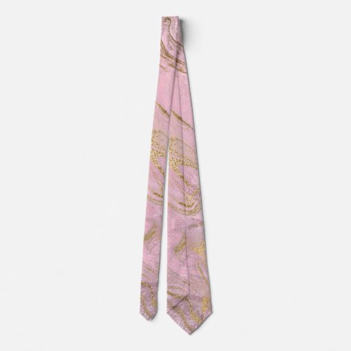 Elegant modern gold and rose gold marble & glitter neck tie | Zazzle