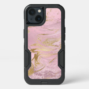 Elegant modern gold and rose gold marble & glitter iPhone 13 case