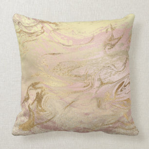 Elegant modern gold and rose gold marble & glitter throw pillow