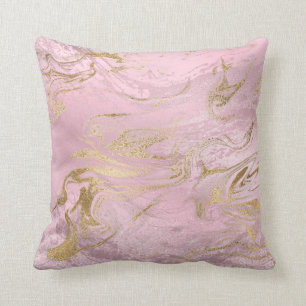 Elegant modern gold and rose gold marble & glitter throw pillow