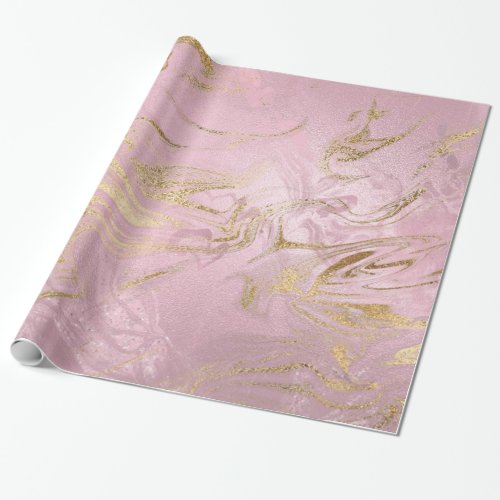 Elegant modern gold and rose gold marble  glitter wrapping paper