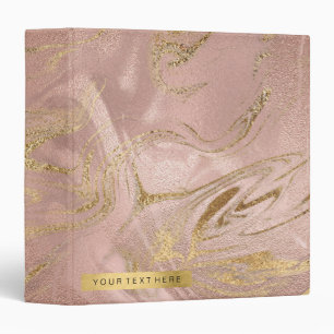Elegant modern gold and rose gold marble look 3 ring binder