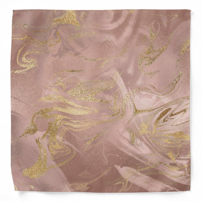 Elegant modern gold and rose gold marble look bandana (Front)