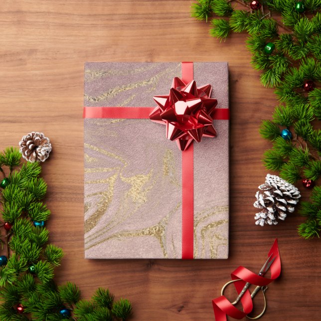 Elegant modern gold and rose gold marble look wrapping paper (Holiday Gift)