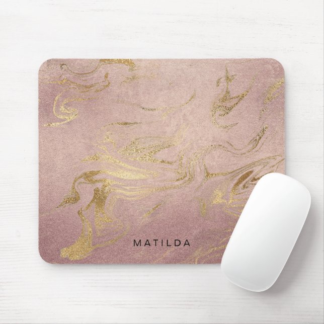 Elegant modern gold and rose gold marble mouse pad (With Mouse)