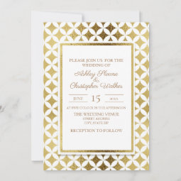 Elegant Modern Gold and White Wedding Invitation | Zazzle