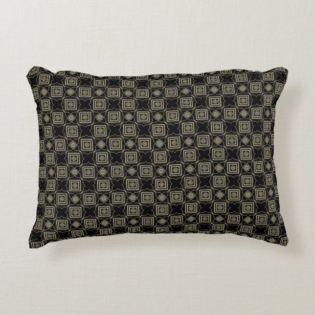 Elegant Modern Gold Art Deco Squares Tiles Pattern Accent Pillow (Front)