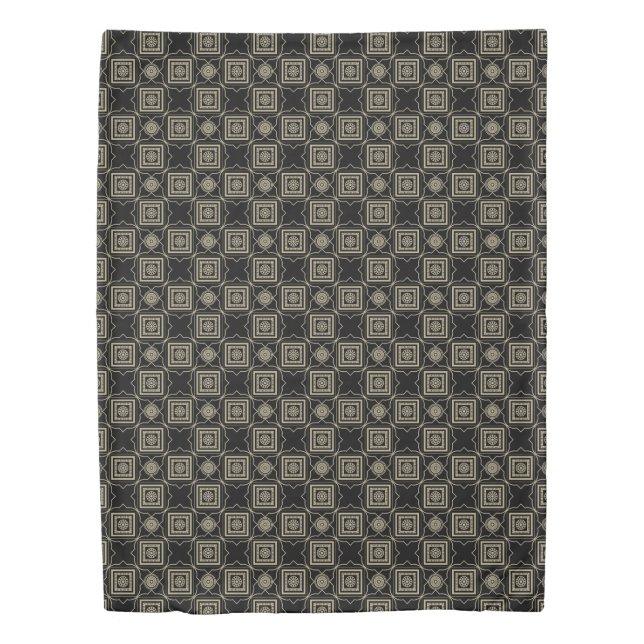 Elegant Modern Gold Art Deco Squares Tiles Pattern Duvet Cover (Front)