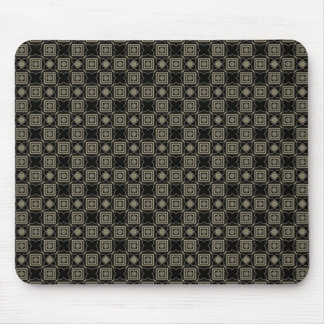 Elegant Modern Gold Art Deco Squares Tiles Pattern Mouse Pad (Front)