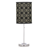 Elegant Modern Gold Art Deco Squares Tiles Pattern Table Lamp (Back)