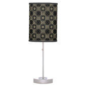 Elegant Modern Gold Art Deco Squares Tiles Pattern Table Lamp (Front)