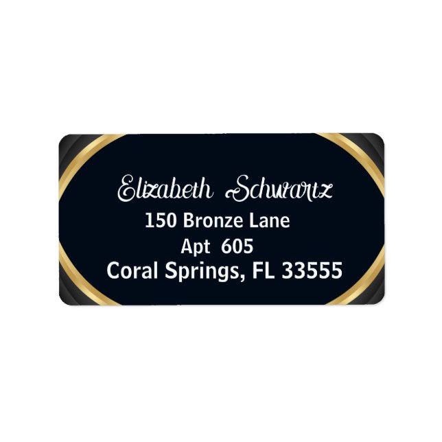 Elegant Modern Gold Black and White Calligraphy  L Label (Front)