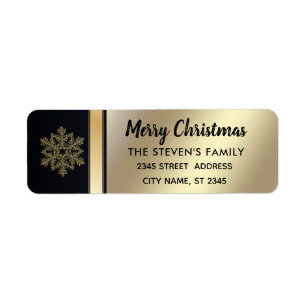 Elegant modern gold / black Christmas snowflake Label