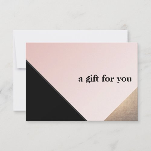 Elegant Modern Gold Black Pink Gift Certificate T Thank You Card