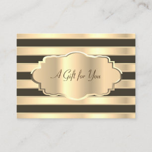 Elegant Modern Gold Black Stripes, Gold Frame Discount Card