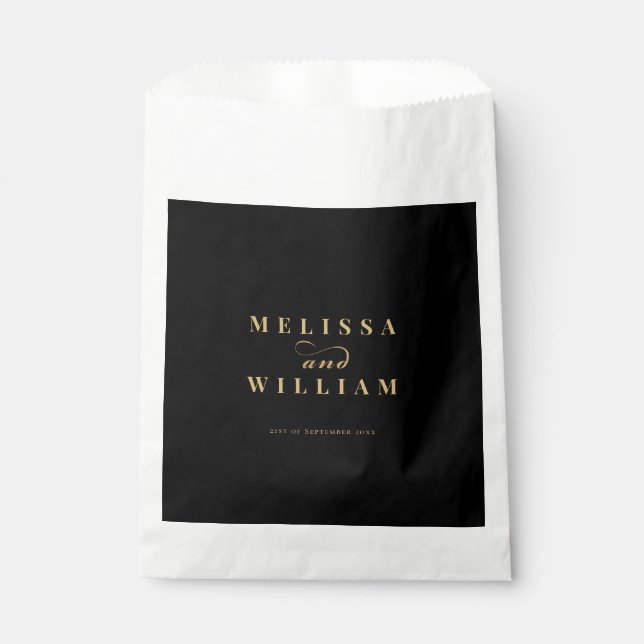 Elegant Modern Gold Black Wedding Favor Bag (Front)