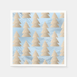 Elegant modern gold & blue Christmas tree pattern Napkins