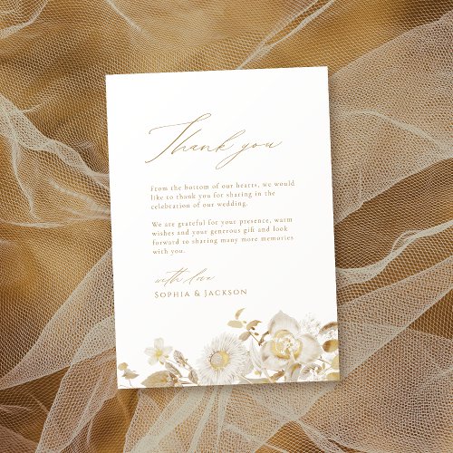 Elegant Modern Gold Botanical Floral  Thank You Card