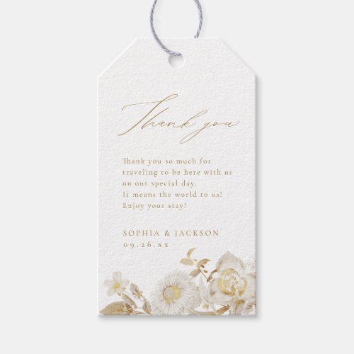 Elegant Modern Gold Botanical Floral Wedding Favor Gift Tags