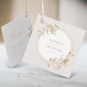 Elegant Modern Gold Botanical Floral Wedding Favor Tags