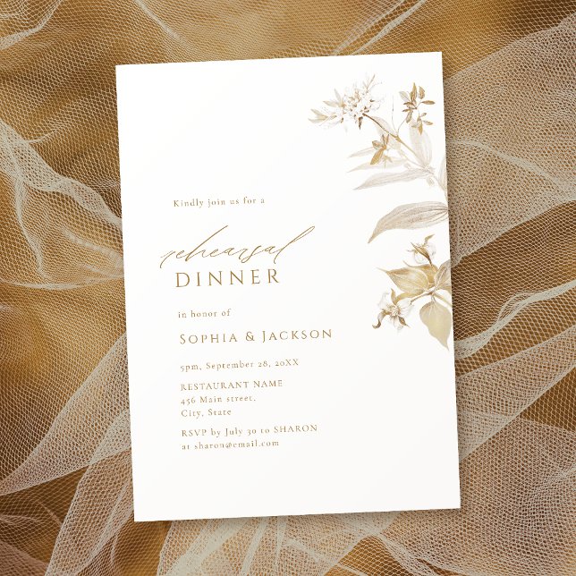 Elegant Modern Gold Botanical Rehearsal Dinner Invitation (Elegant Modern Gold Botanical Rehearsal Dinner Invitation)