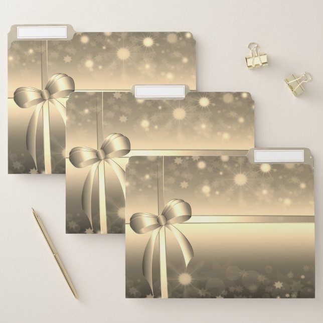 Elegant Modern Gold Bow File Folder (Set)