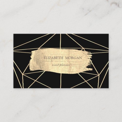 Elegant Modern Gold Brush Stroke GeometricBlack Business Card