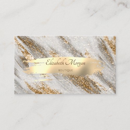 Elegant ModernGold Brush StrokeGold Glitter Business Card