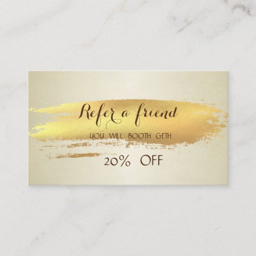 Elegant Modern Gold Brush Stroke Referral Card