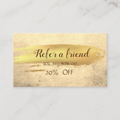 Elegant Modern Gold Brush Stroke Referral Card