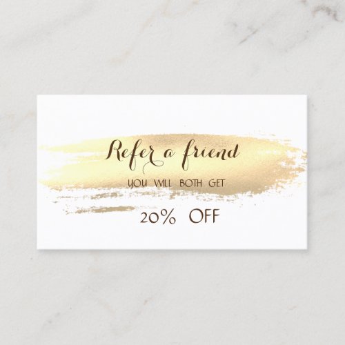 Elegant Modern  Gold Brush Stroke Referral Card