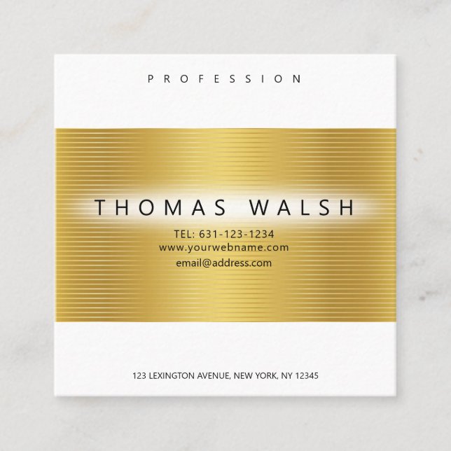 Elegant Modern Gold Card with Gold lines (Front)