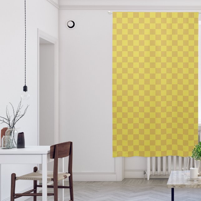 Elegant Modern Gold Checkerboard  Blackout Curtains (Living Room)