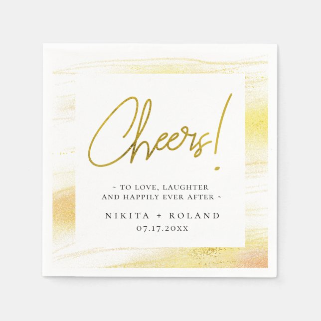 Elegant Modern Gold Cheers Napkins (Front)