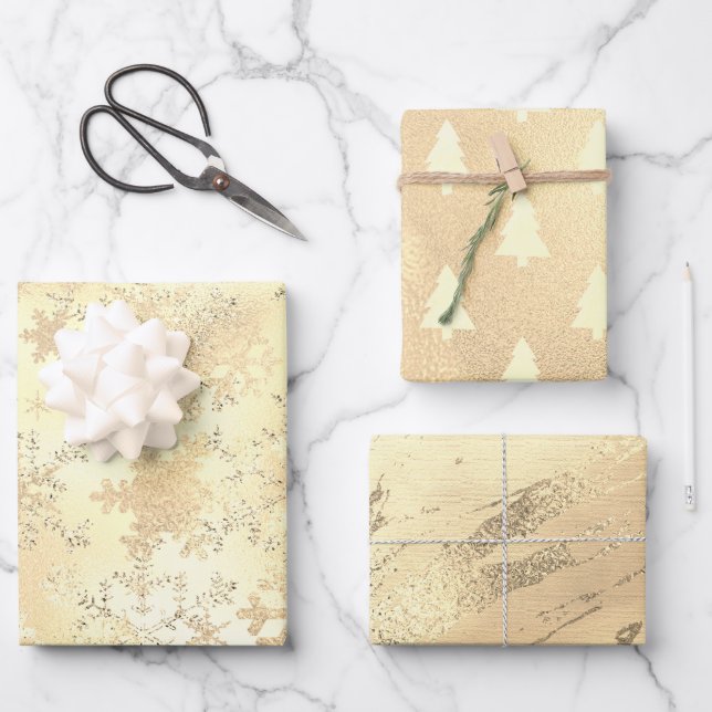 Elegant Modern Gold Christmas Pattern  Wrapping Paper Sheets (Front)