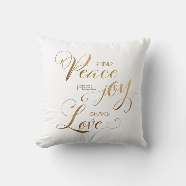 Elegant Modern Gold Christmas Peace Joy Love Throw Pillow (Front)