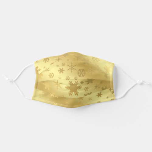 Elegant  Modern Gold Christmas Snowflake Pattern Adult Cloth Face Mask