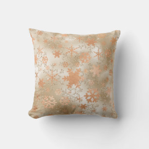 Elegant Modern Gold Christmas Snowflake Pattern Throw Pillow