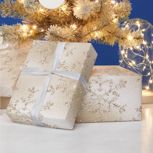 Elegant Modern Gold Christmas Snowflake Pattern Wrapping Paper